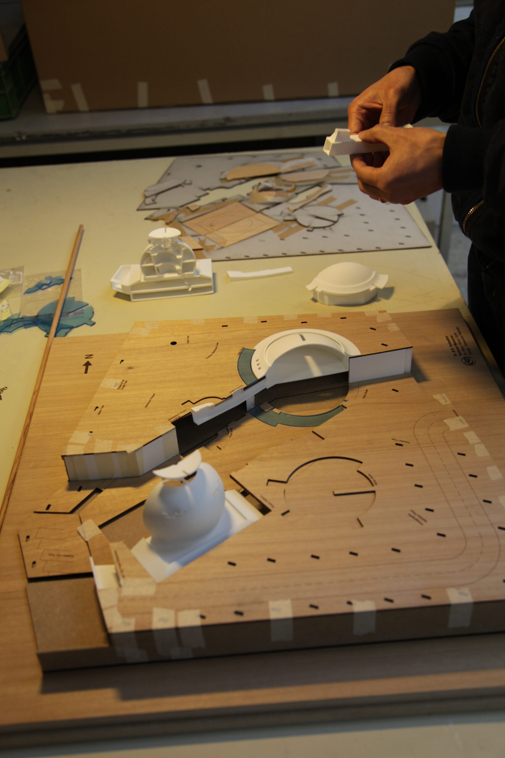 03-Satyendra-Pakhale-working-on-Dr-Ambedkar-National-Memorial-project-model