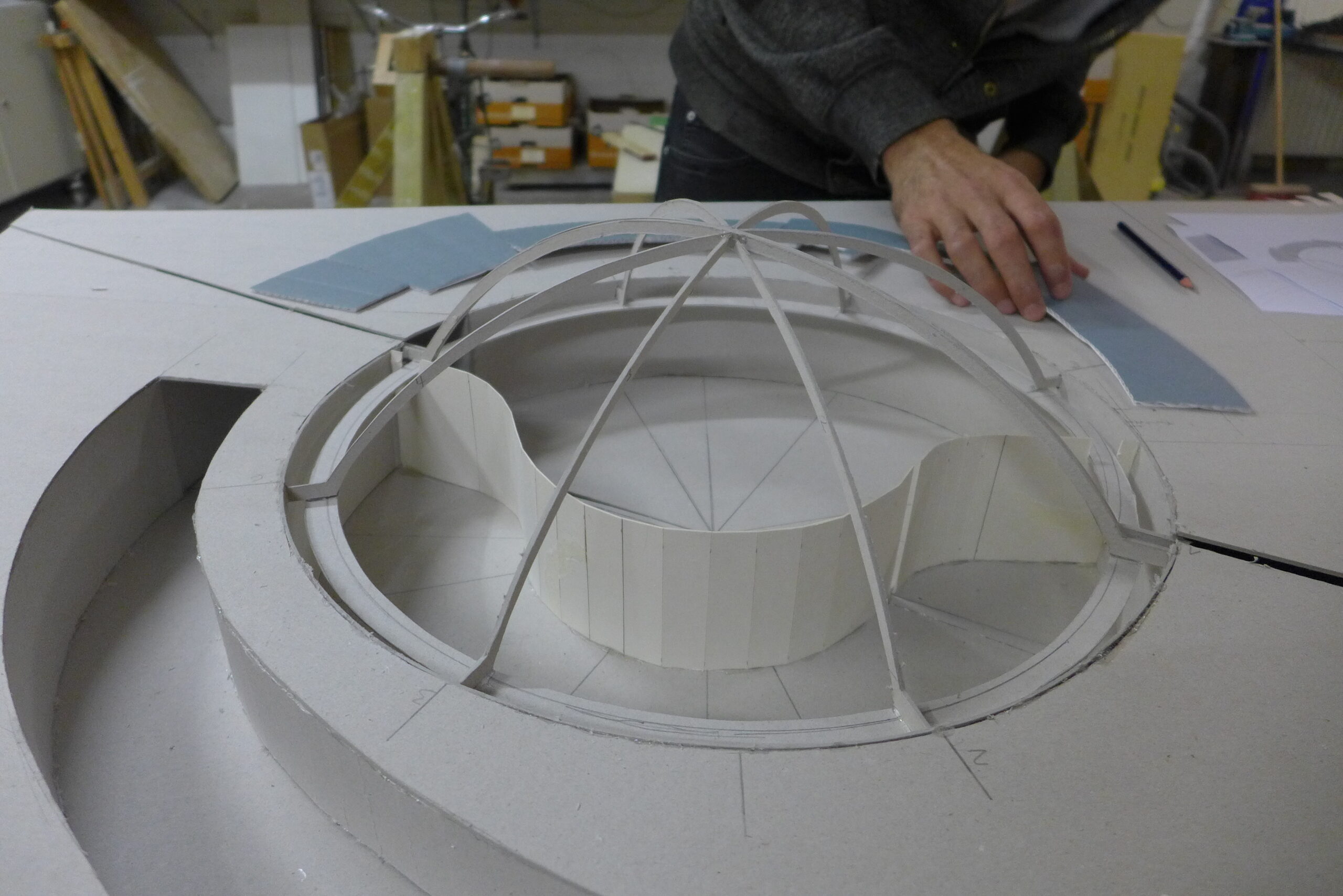 08-Satyendra-Pakhale-working-on-Dr-Ambedkar-National-Memorial-project-model